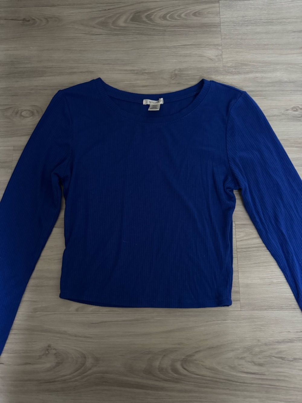Bozzolo Cobalt Blue Ribbed Long Sleeve Crop Top